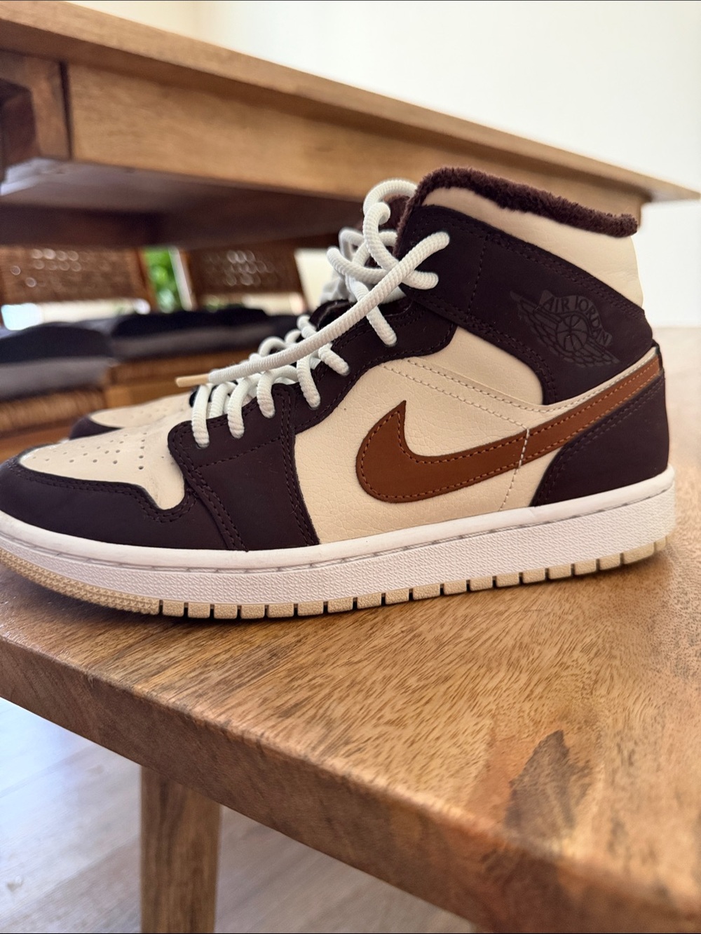 Jordan High-Top Sneakers in Brown, Cream & Tan